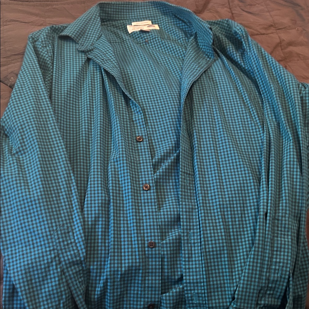 Old Navy Blue and Black Plaid Shirt